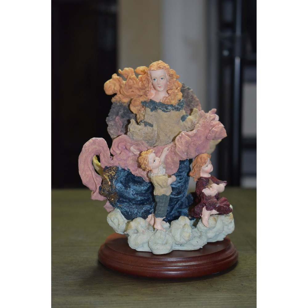 Tender Years My Guardian Angel Figurine Multicolor Excellent Resin Wood Base - Picture 4 of 6